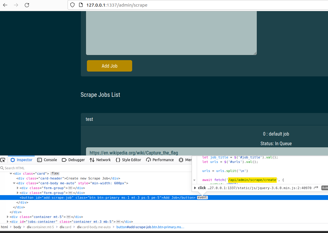 Using the Inspect functionality in Firefox, clicking on the `event`, looking for the API call
